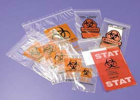 Fisherbrand Biohazard Specimen Transport Bags, Zippered, 12 x 15 in