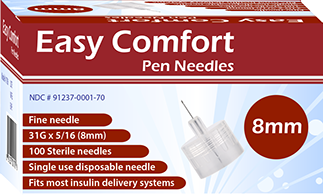 Easy Comfort Insulin Pen Needles 31G 8mm Medex Supply