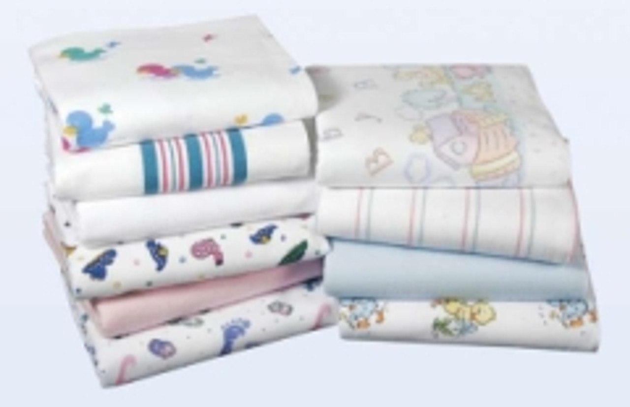 Medline Baby Blankets, White with Blue Striped Borders, 30" x 40", 72