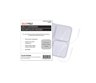 BodyMed SelfAdhering Silver Electrodes, Cloth Back, Reusable, 2" x 2