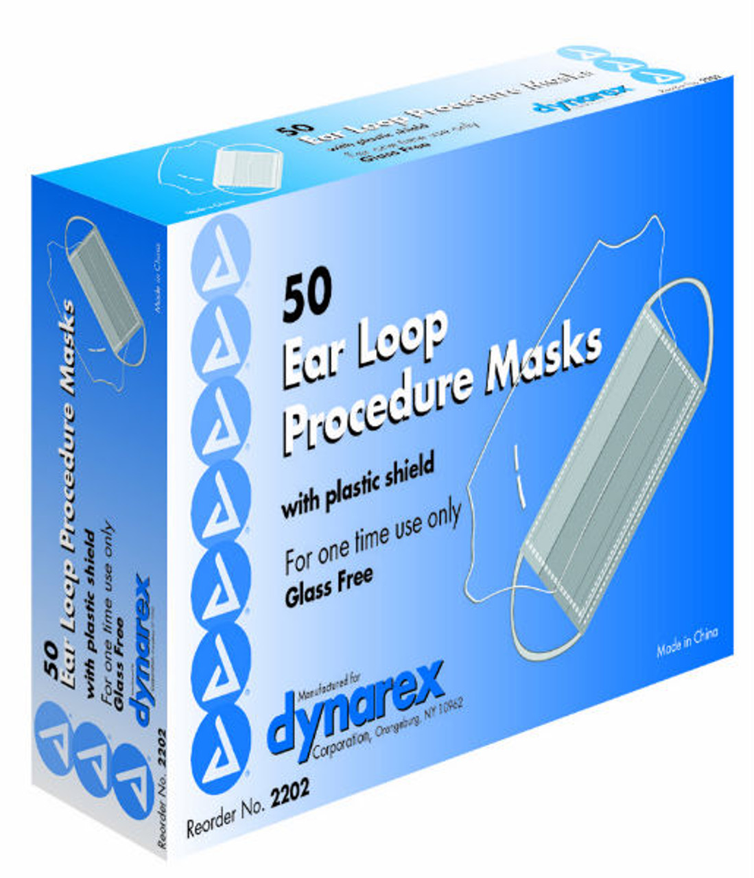 Dynarex Earloop Procedure Mask with Plastic Shield, GlassFree Filter