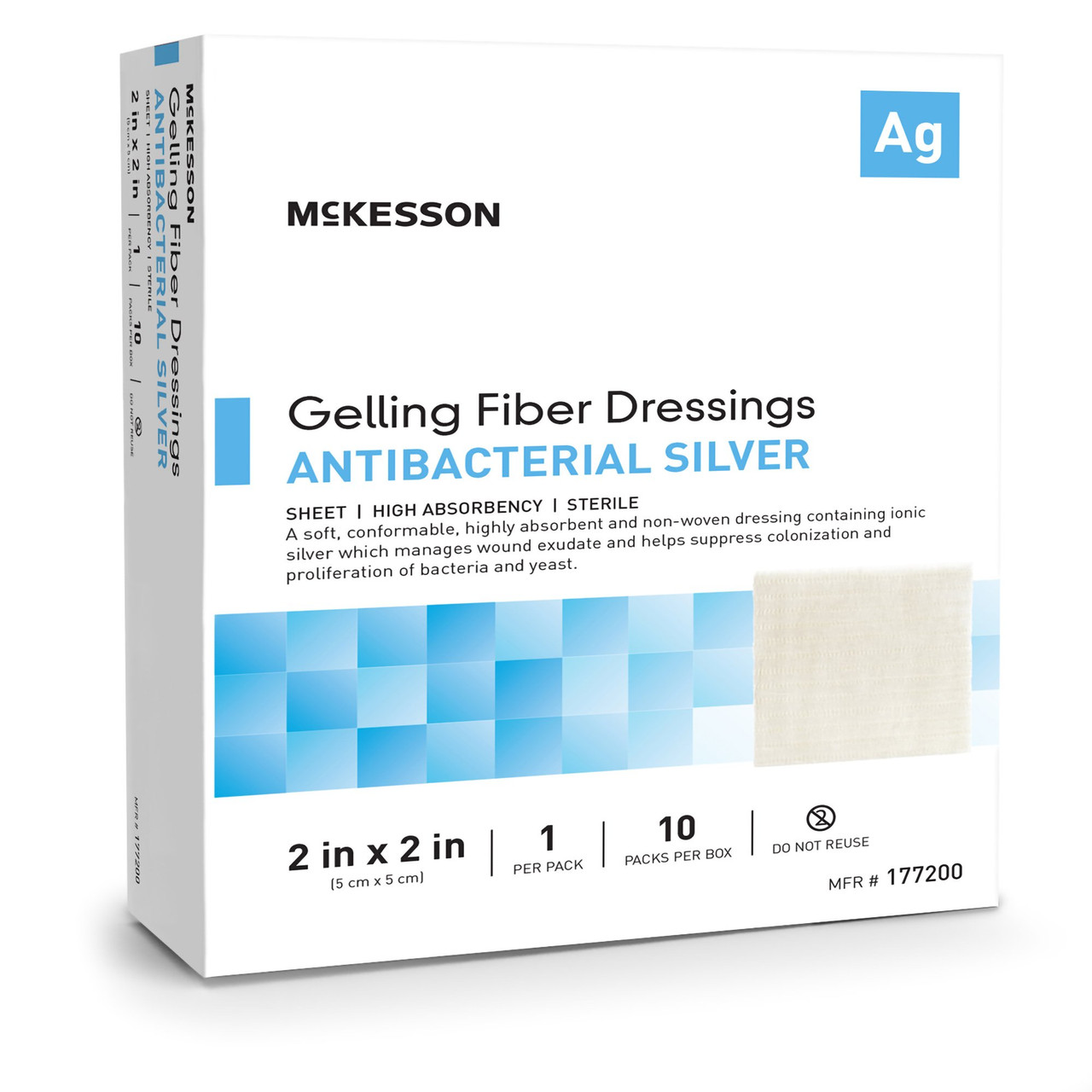 Silver Gelling Fiber Dressing McKesson 2 X 2 Inch Square Sterile ...