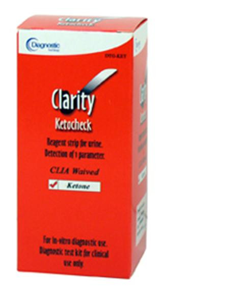Clarity Ketocheck Urinalysis Strips, 100/Box Medex Supply