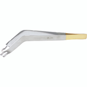Grasping Forceps, 6 1/4" (156mm), Non-Magnetic, 1X2 Curved Prongs, Gold Plated Tang, 65-25