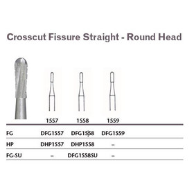 Tungsten Carbide Bur, Crosscut Fissure Straight - Round Head, Friction Grip, DFG1557