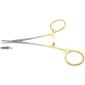 Padgett Parkhouse Needle Holder & Suture Scissors, Tungsten Carbide, Serrated Jaws With Offset Finger Ring, Length= 5-1/2" (140 mm), PM-2424