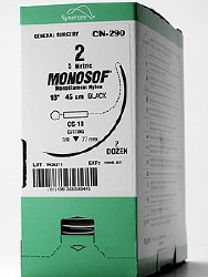Monosof monofilament nylon suture - size: 10-0, length: 12 in (30 cm), needle name: SE-175-8, needle type: premium spatula, double-armed, color: black