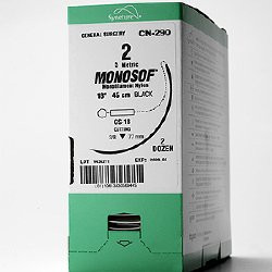 Monosof monofilament nylon suture - size: 10-0, length: 12 in (30 cm), needle name: SE-CC-6, needle type: premium spatula, double-armed, color: black
