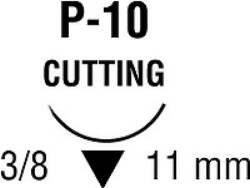 Monosof monofilament nylon suture - size: 6-0, length: 18 in (46 cm), needle name: P-10, needle type: premium reverse cutting, color: black