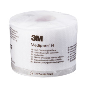 Medipore H Surgical Tape Soft Cloth/Polyester/Elastic 2" x 10yd White NS 12/Box