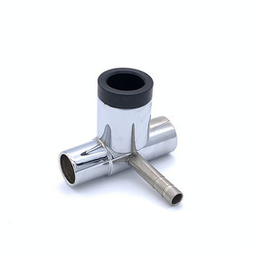 O2 Sensor "T", for Inst. Labs, 15mmM x 15mmF x Inst. Labs Insert x 1/4" Side Nipple, Chrome Brass, 00-264