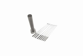 Set of nine long dilators (1.0, 1.5, 2.0, 2.5, 3.0, 3.5, 4.0, 4.5 and 5.0 mm) in stainless steel storage cylinder, 355090