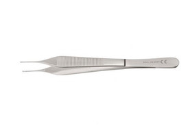 KMedic Adson Tissue Forceps 4 3/4" (12.0 cm) Micro 1 x 2 teeth, 0.8 mm tip., KM39056