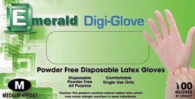 Digi-Glove Powder-Free Latex Gloves Med – 4 Mil