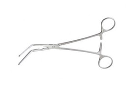 Schumaker Angular Aorta Clamps 11 1/4" (28.5 cm) Heavy model, jaws 3-15/16" (10 cm) past angle, jaw width 4 mm, 353865