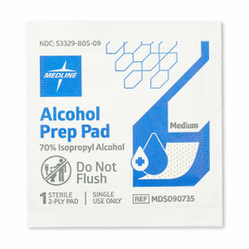 Alcohol Prep Pads, 2-Ply, Size M, 1-1/8" x 2-3/8", 3000/Case