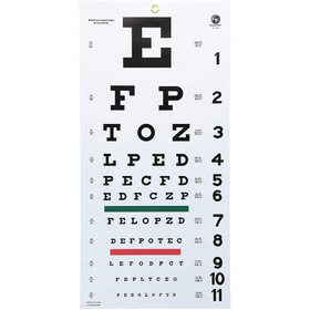 Snellen Type Plastic Eye Chart, 20'