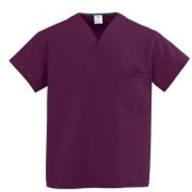 ComfortEase Unisex Reversible V-Neck 2XL Wine Scrub Top with 2 Pockets