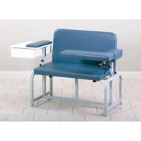 Clinton Bariatric Blood Drawing Chair with Drawer and Flip-Arm, Dove Gray