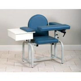 Clinton Lab X Series Blood Drawing Chair with Flip-Arm and Drawer, Burgundy