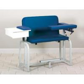Clinton Lab X Series Extra-Tall & Wide Blood Drawing Chair with Flip-Arm and Drawer, Clamshell