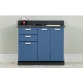 Clinton Base Cabinet with 3 Doors and 2 Drawers, 42" Long, Deep Blue