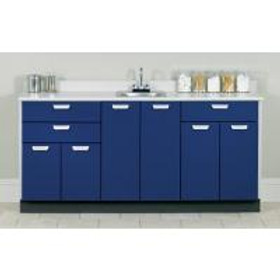Clinton Base Cabinet with 6 Doors and 3 Drawers, 72" Long, Aztec Blue