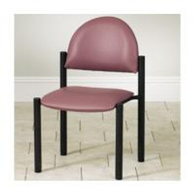 Clinton Black Frame Office Side Chair with Wall Guard, No Arms, Tomato