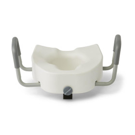 Elongated and Elevated Locking Toilet Seat with Arms, 350 lb. Weight Capacity