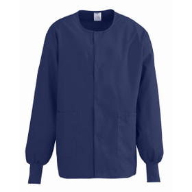 ComfortEase Unisex Crew-Neck Warm-Up Jacket with Knit Cuffs, Midnight Blue, Size 3XL