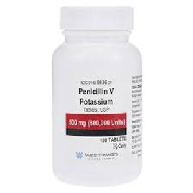 Penicillin V Potassium Tablets 500mg 100/btl	Penicillin V Potassium Tablets 500mg 100/btl