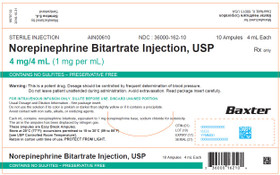 Norepinephrine Bitartrate Injection 1mg/mL Ampule 4mL