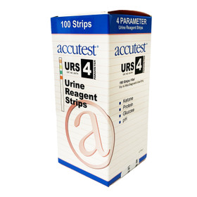 ACCUTEST Urine Reagent Strips 4-parameter test for Ketone, Protein, Glucose and pH 100 test bottle