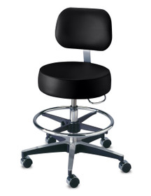 Century stool w/back PR40 Black Satin, Footring (446300-1)