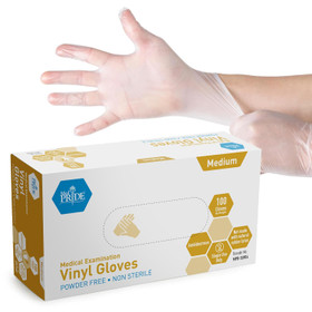 Med PRIDE Medical Vinyl Examination Gloves Latex Free Medium, 1000/Case