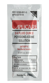 Povidone Iodine (PVP) Liquid Pouch, 0.75-oz, 500/Case