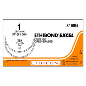 Ethibond Excel Suture 1 30" Polyester Braid XLH/XLH Green 12/Bx