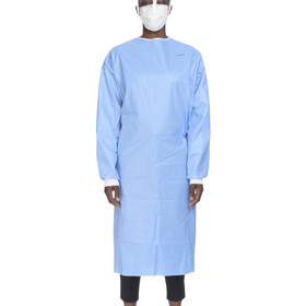 Non-Reinforced Surgical Gown with Towel McKesson Medium Blue Sterile AAMI Level 3 Disposable