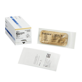 Absorbable Suture with Needle McKesson Chromic Gut C-13 3/8 Circle Reverse Cutting Needle Size 3 - 0