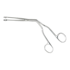 Catheter Forceps McKesson Magill 9 Inch Length Floor / Office Grade Pakistani Stainless Steel NonSterile NonLocking Finger Ring Handle Straight Fenestrated Serrated Oval Tips