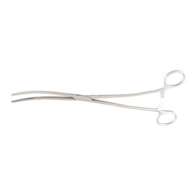 Uterine Dressing Forceps McKesson Bozeman 10-1/2 Inch Length Floor / Office Grade Pakistani Stainless Steel NonSterile Locking Finger Ring Handle Double Curved Serrated Tips