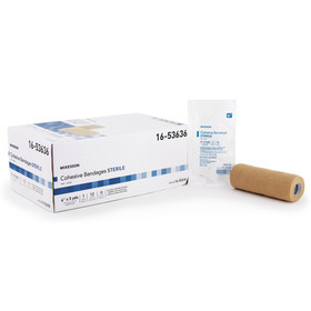 Cohesive Bandage McKesson 6 Inch X 5 Yard Self-Adherent Closure Tan Sterile Standard Compression Contains Latex