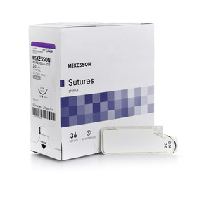 Absorbable Suture with Needle McKesson Polyglycolic Acid C-14 3/8 Circle Reverse Cutting Needle Size 2 - 0 Braided