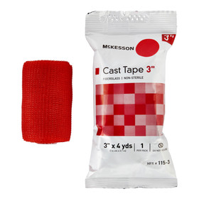 Cast Tape McKesson 3 Inch X 12 Foot Fiberglass Red