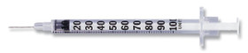 Standard Insulin Syringe with Needle Micro-Fine 1 mL 1/2 Inch 28 Gauge NonSafety Regular Wall