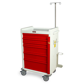 Aluminum MRI Compatible Crash Cart with Accessory Package, Six Drawers, Breakaway Lock, MR6B-EMG