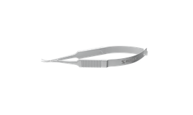 Rumex Vannas Capsulotomy Scissors, Curved, Sharp Tips, 6.00 mm Blades, Flat Handle, Length 84 mm, Stainless Steel, 11-052S
