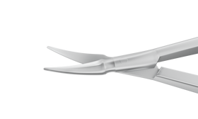 Rumex Vannas Capsulotomy Scissors, Curved, Sharp Tips, 6.00 mm Blades, Flat Handle, Length 84 mm, Stainless Steel, 11-052S