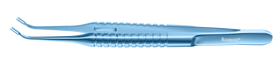 Rumex Pollack Corneal Transplantation Fixation Forceps, Curved, Round Handle, Length 112 mm, Titanium, 4-0814T