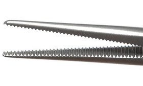 Rumex Hartman Hemostatic Mosquito Forceps, Straight, Serrated jaws, Length 90 mm, Ring Handle, Stainless Steel, 4-120S